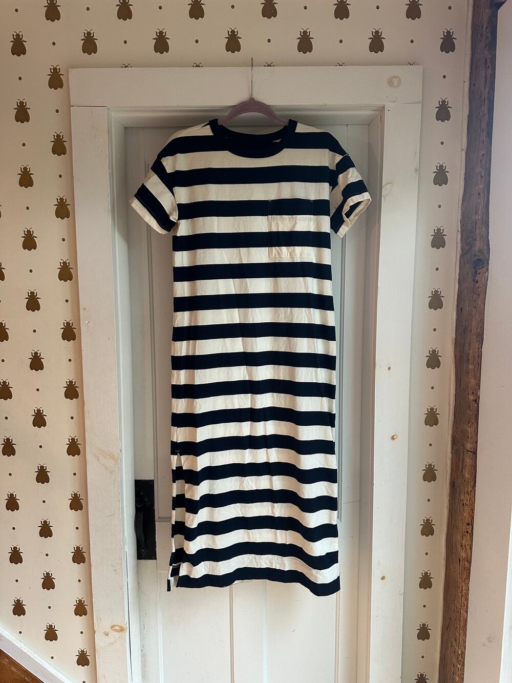 Everlane Navy White Striped Short Sleeve Dress Size S